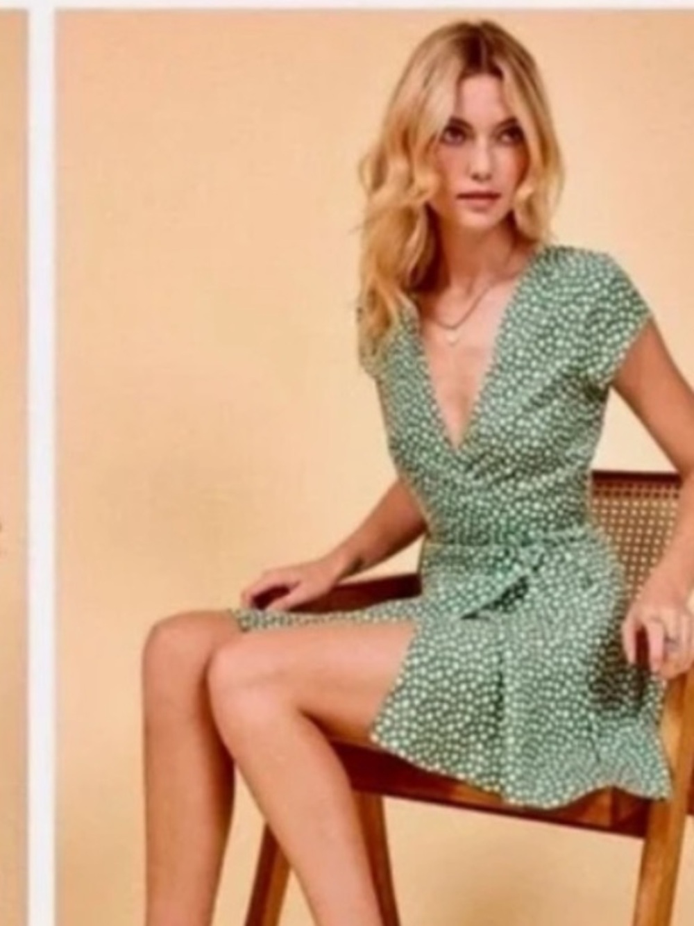 Reformation Green Floral Polka Dot Wrap Dress - Picture 2 of 7